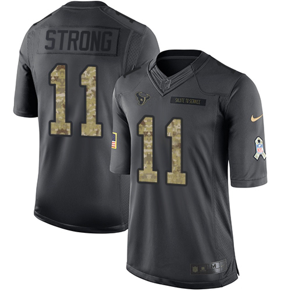 Texans #11 Jaelen Strong Black Men's Stitched NFL Limited 2016 Salute to Service Jersey