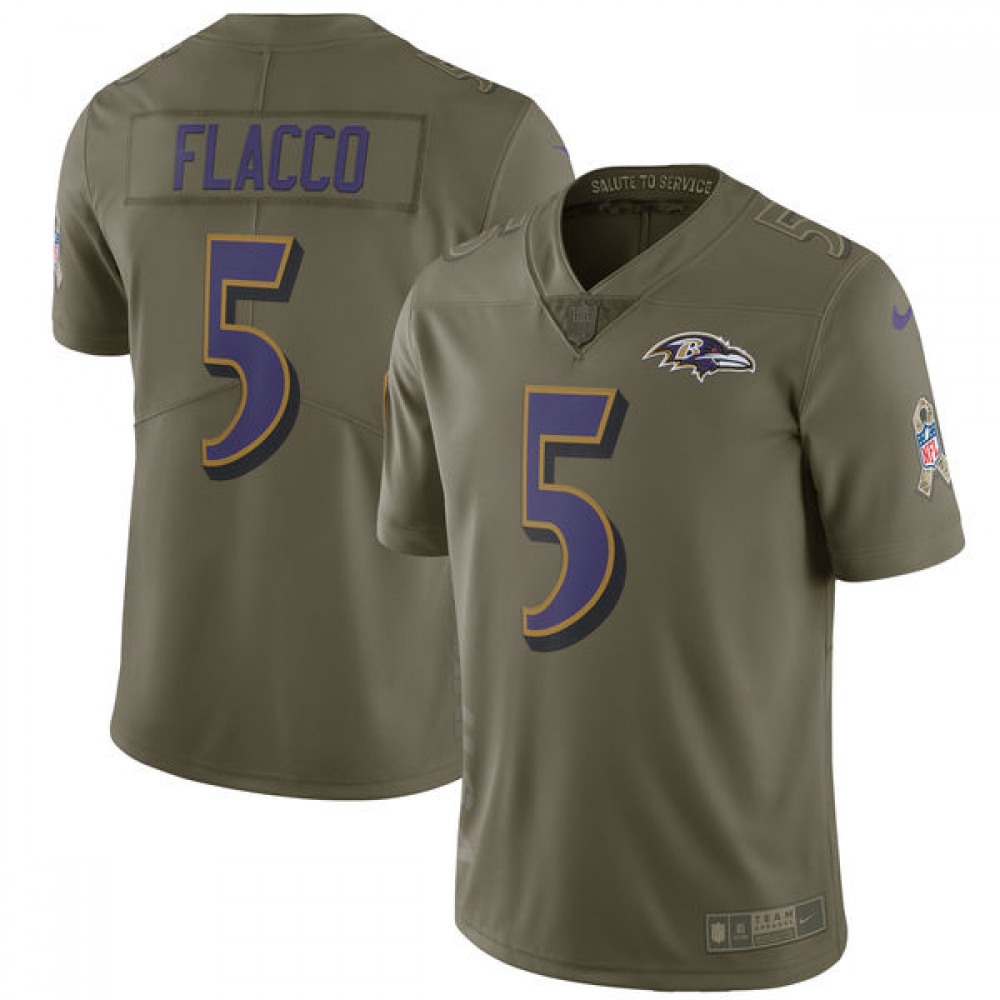 YouthBaltimore Ravens #5 Joe Flacco Olive Salute to Service Limited Stitched NFL Jersey