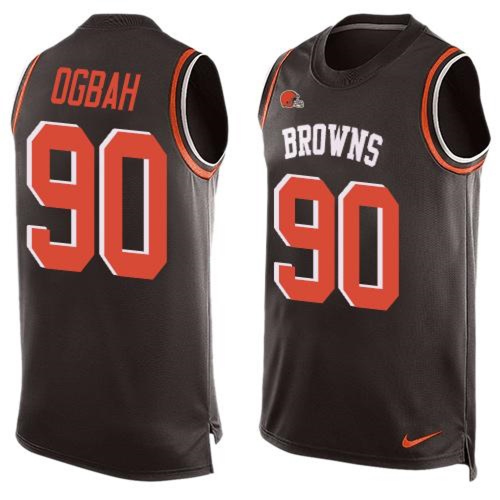 Browns #90 Emmanuel Ogbah Brown Team Color Men's Stitched NFL Limited Tank Top Jersey
