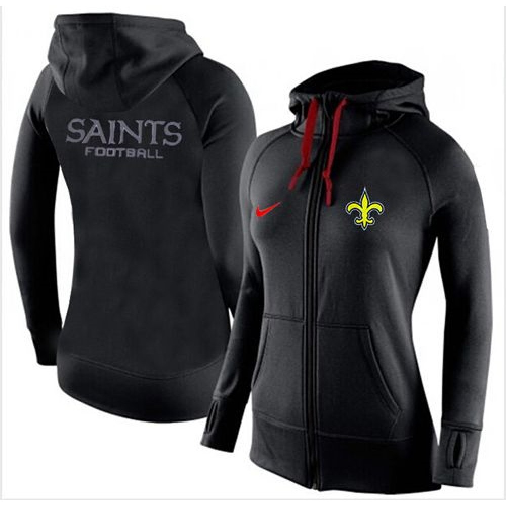 Women'sNew Orleans Saints Full-Zip Performance Hoodie Black