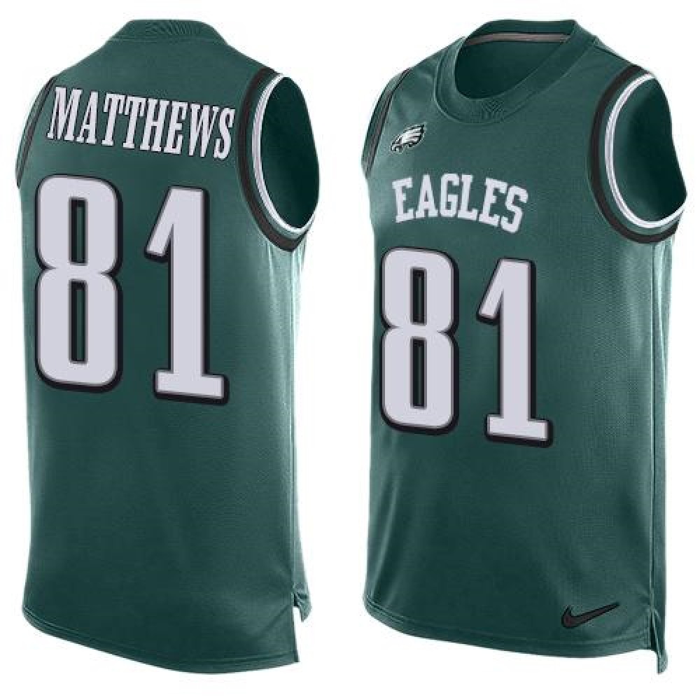 Eagles #81 Jordan Matthews Midnight Green Team Color Men's Stitched NFL Limited Tank Top Jersey
