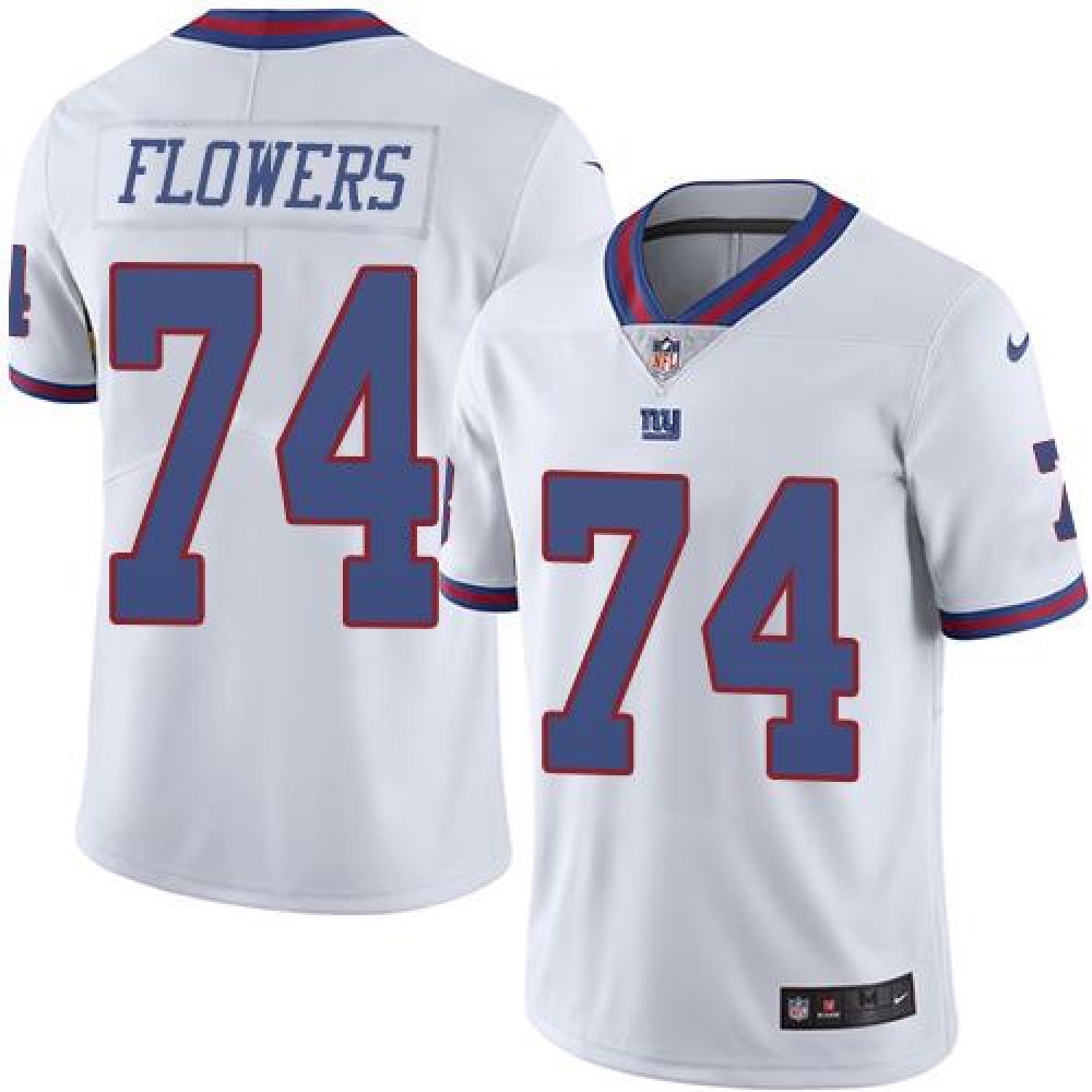 Giants #74 Ereck Flowers White Men's Stitched NFL Limited Rush Jersey