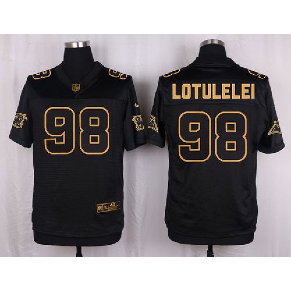 Panthers #98 Star Lotulelei Black Men's Stitched NFL Elite Pro Line Gold Collection Jersey
