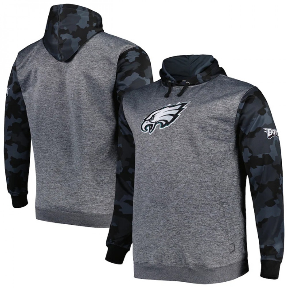 Men's Philadelphia Eagles Heather Charcoal Big & Tall Camo Pullover Hoodie