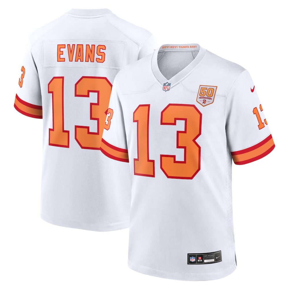 Youth '76 Tampa Bay Buccaneers #13 Mike Evans Nike White 50th Season Game Jersey
