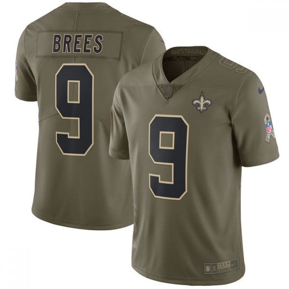 YouthNew Orleans Saints #9 Drew Brees Olive Salute To Service Limited Stitched NFL Jersey