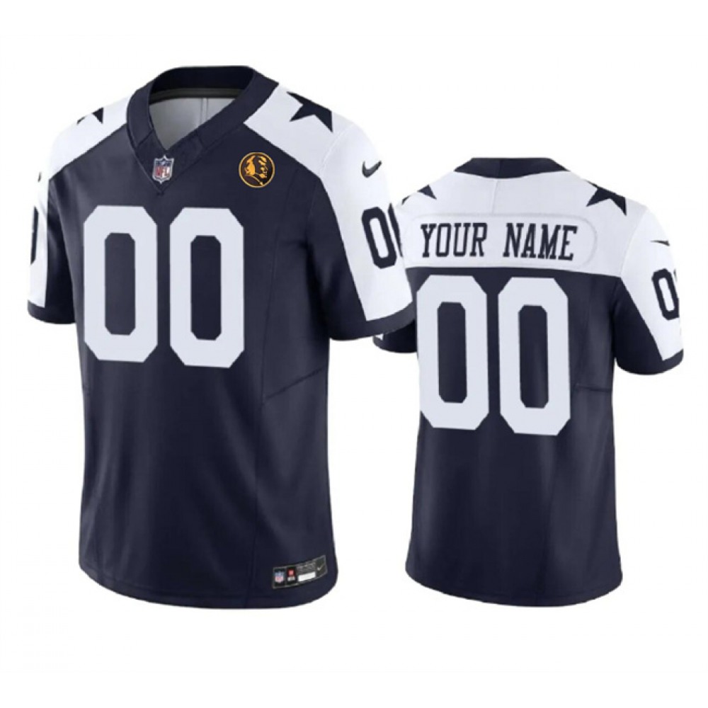 Men's Dallas Cowboys Active Player Custom Navy 2023 F.U.S.E. With John Madden Patch Vapor Limited Stitched Football Jersey