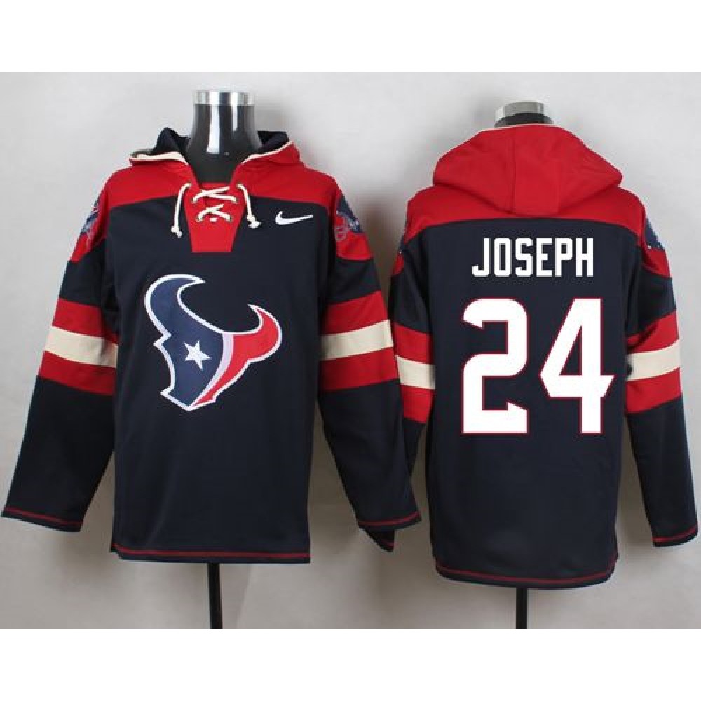 Texans #24 Johnathan Joseph Navy Blue Player Pullover NFL Hoodie