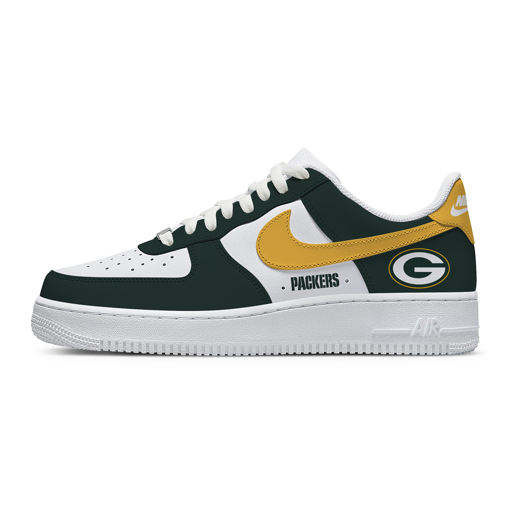 Unisex Nike x NFL Green Bay Packers Custom Air Force 1 Low Team Sneakers