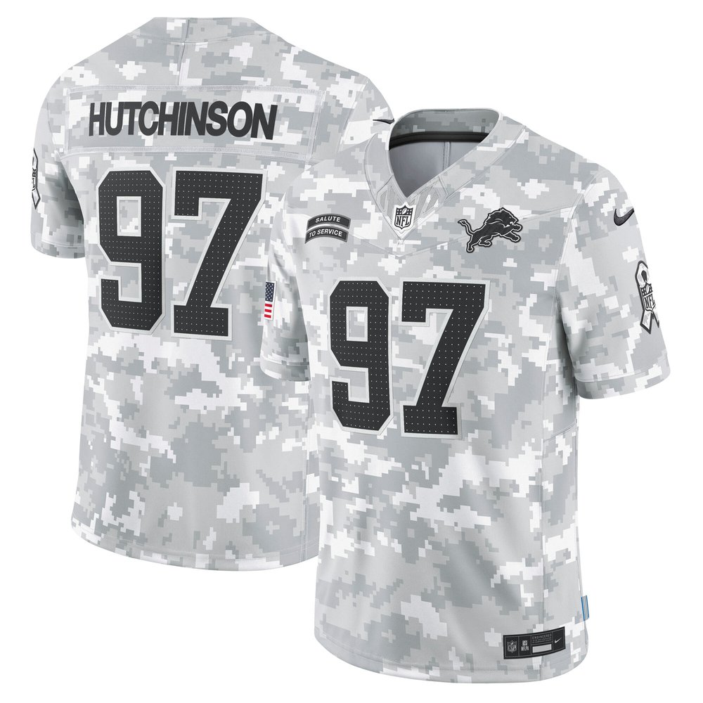 Men's Detroit Lions #97 Aidan HutchinsonArctic Camo 2024 Salute to Service Limited Jersey