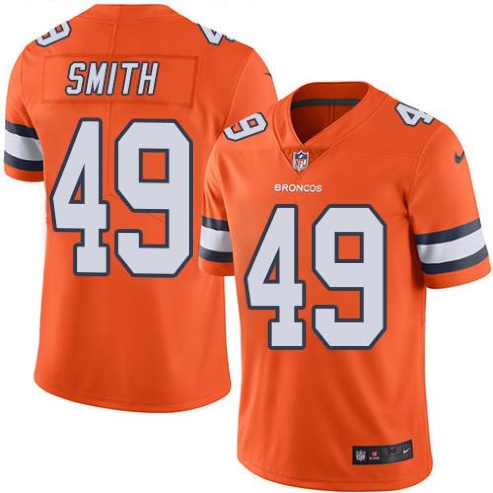 Broncos #49 Dennis Smith Orange Men's Stitched NFL Limited Rush Jersey