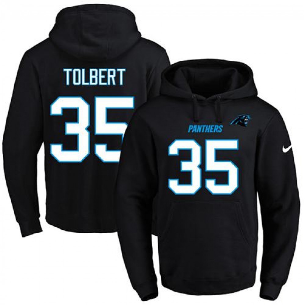 Panthers #35 Mike Tolbert Black Name & Number Pullover NFL Hoodie
