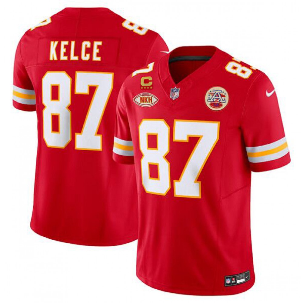 Men's Kansas City Chiefs #87 Travis Kelce Red 2024 F.U.S.E. With 