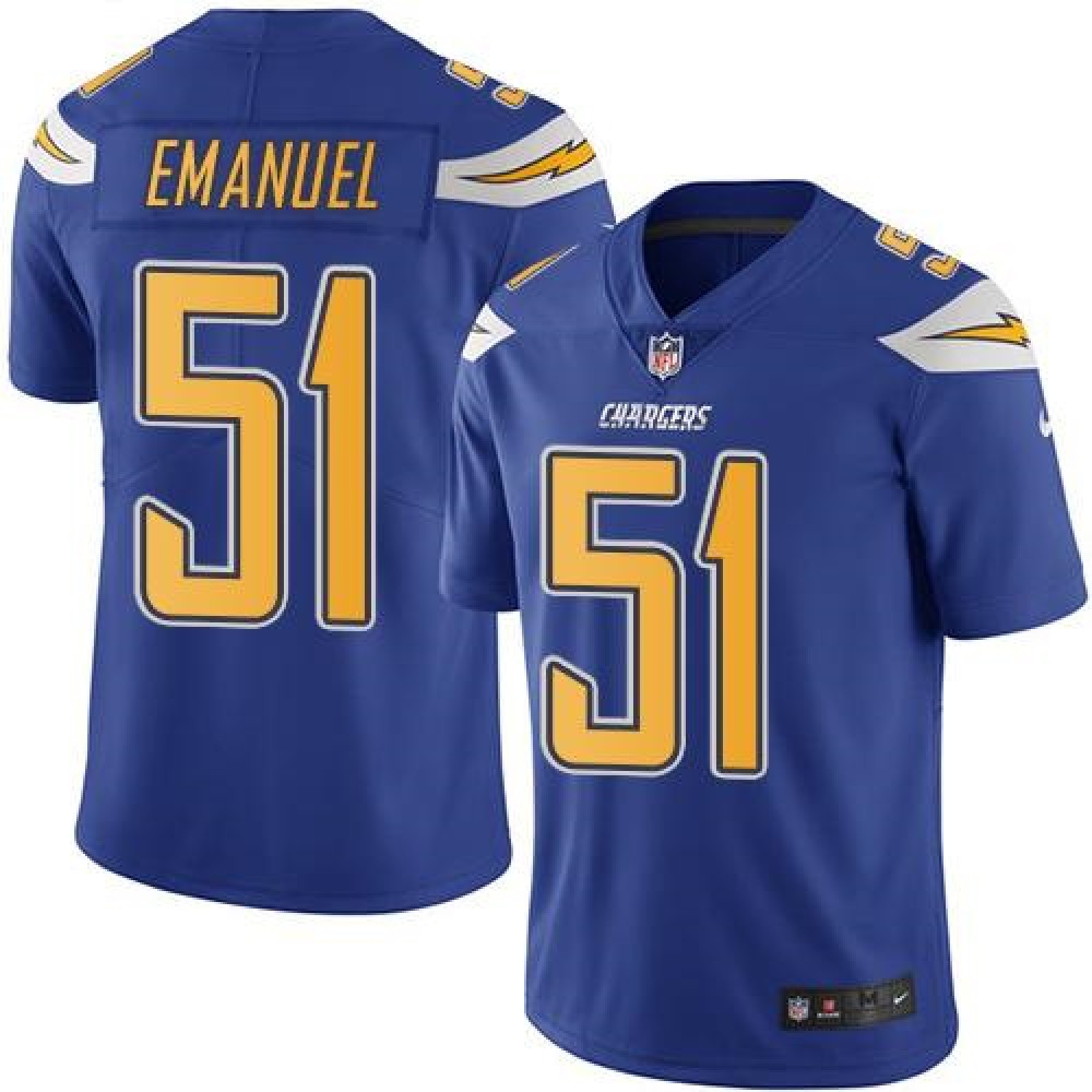 Chargers #51 Kyle Emanuel Electric Blue Men's Stitched NFL Limited Rush Jersey