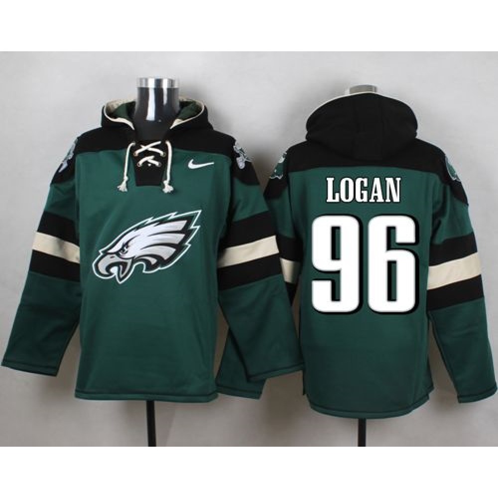 Eagles #96 Bennie Logan Midnight Green Player Pullover NFL Hoodie