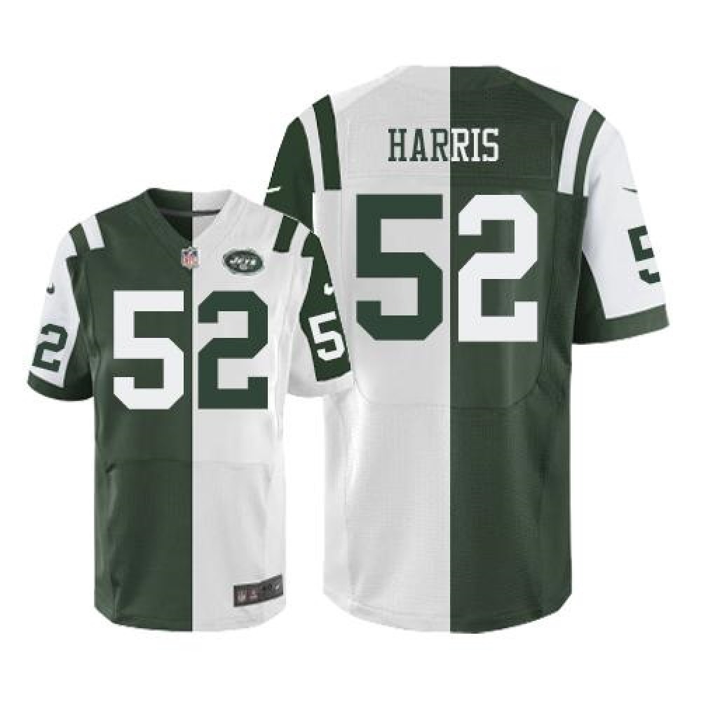 Jets #52 David Harris Green/White Men's Stitched NFL Elite Split Jersey
