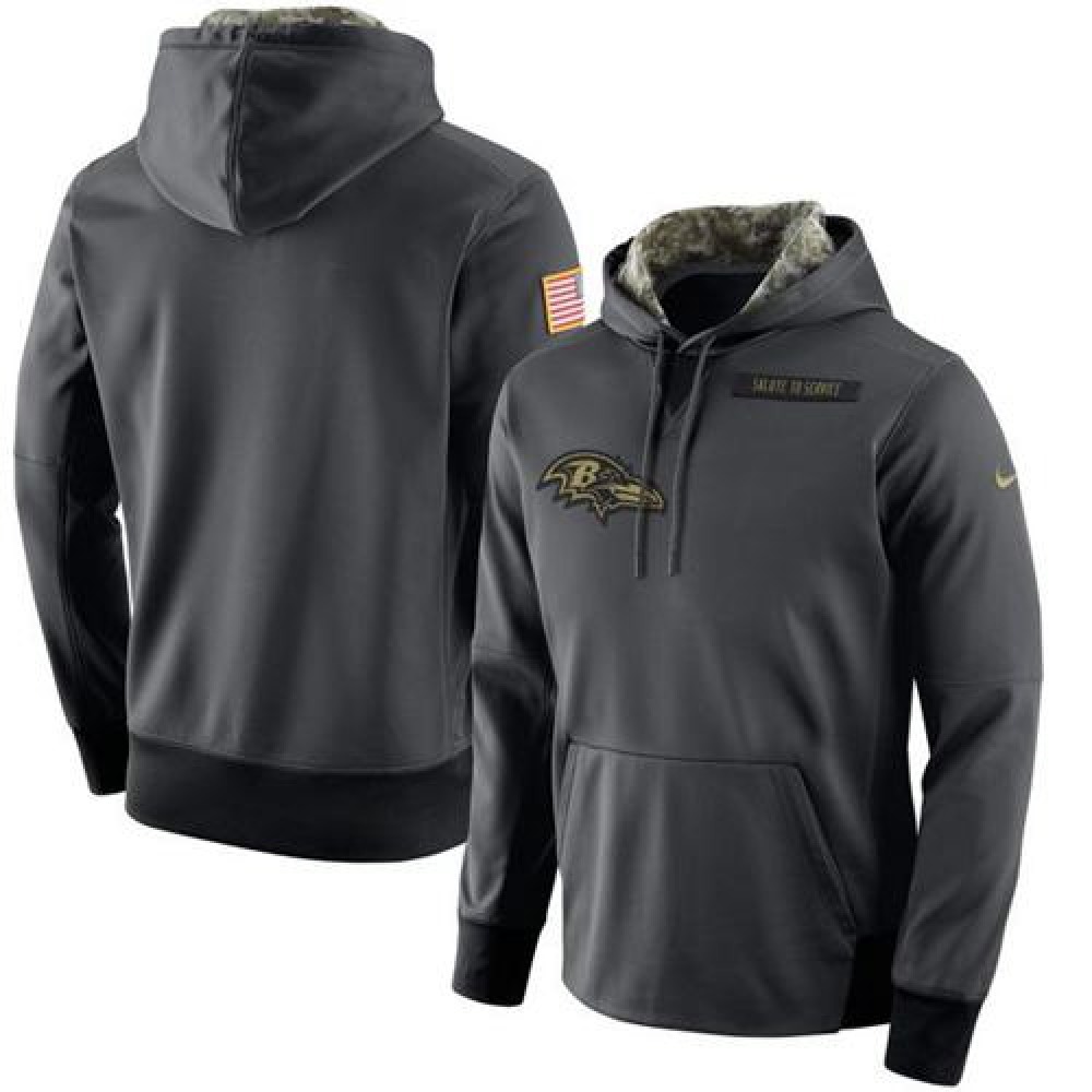 Men's Baltimore RavensAnthracite Salute to Service Player Performance Hoodie