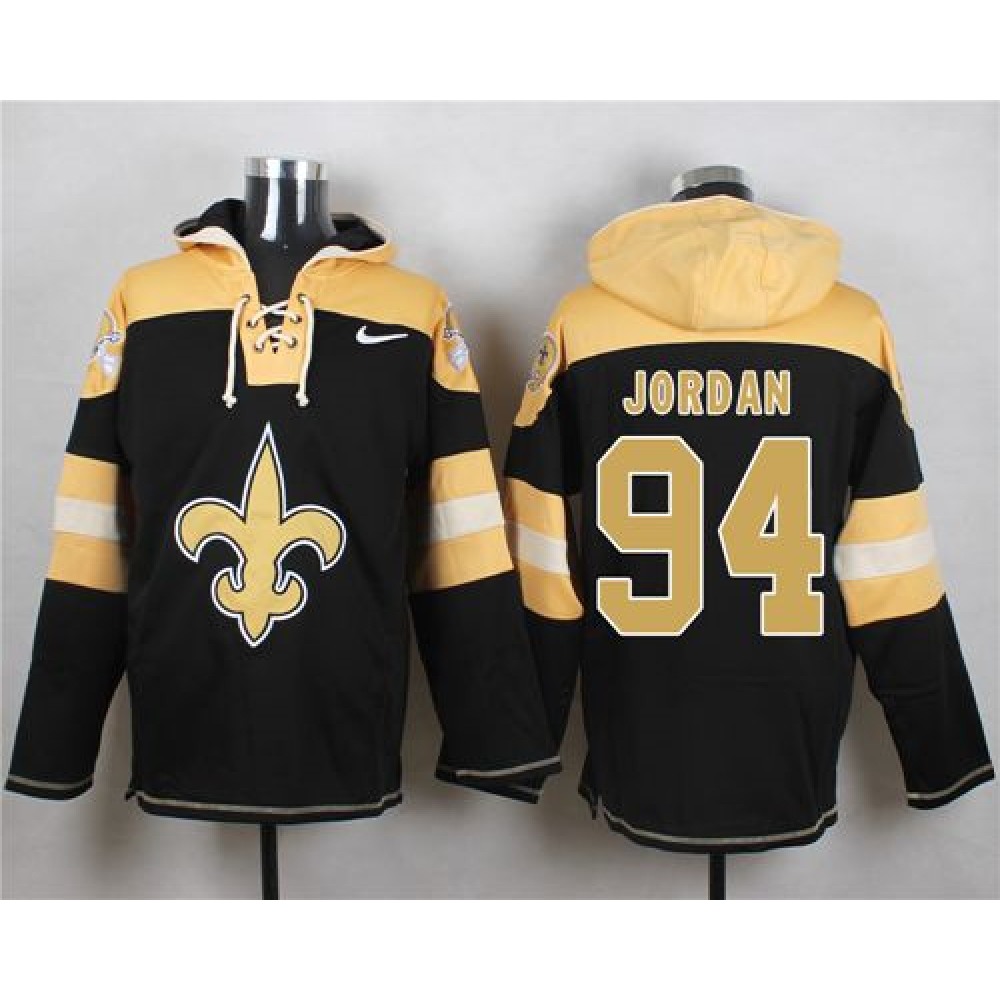 Saints #94 Cameron Jordan Black Player Pullover NFL Hoodie