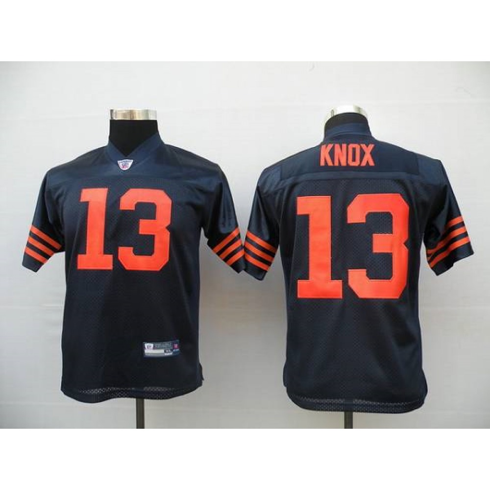 Bears #13 Johnny Knox Blue/Orange 1940s Throwback Stitched Youth NFL Jersey