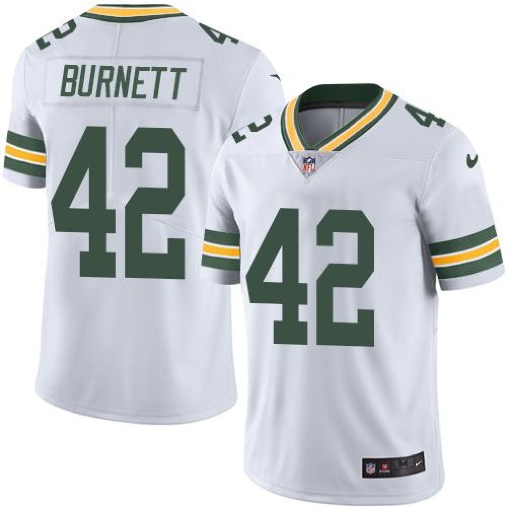 Packers #42 Morgan Burnett White Men's Stitched NFL Limited Rush Jersey