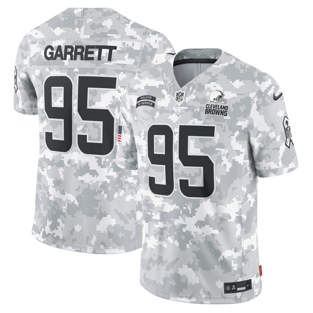 Men's Cleveland Browns Myles GarrettArctic Camo 2024 Salute to Service Limited Jersey