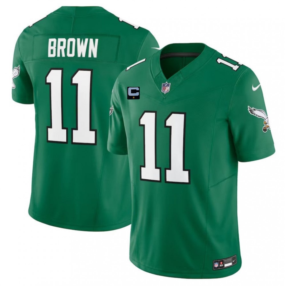 Men's Philadelphia Eagles #11 A. J. Brown Green 2023 F.U.S.E. With 1-Star CPatch Vapor Untouchable Limited Stitched Jersey