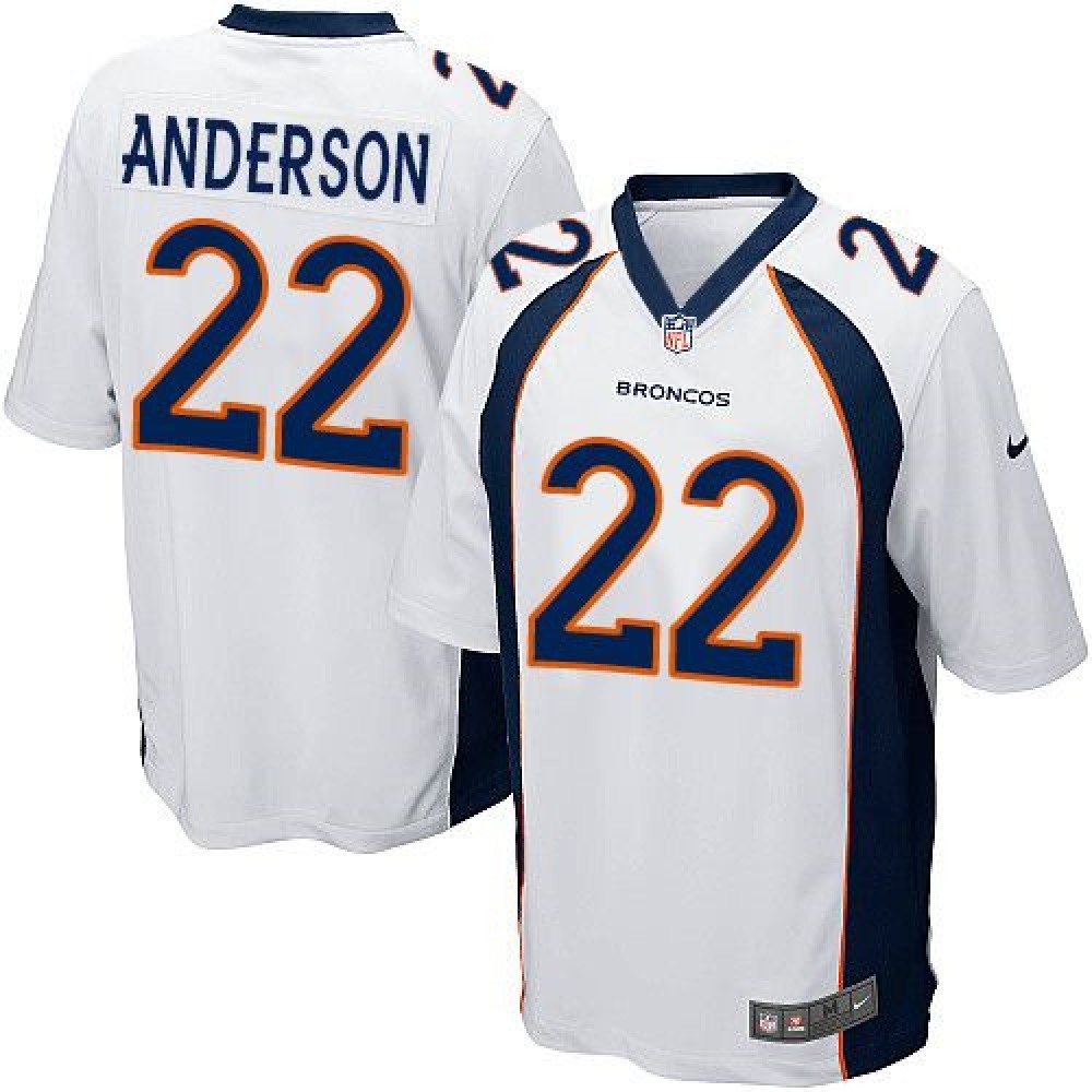 Broncos #22 C.J. Anderson White Youth Stitched NFL New Elite Jersey