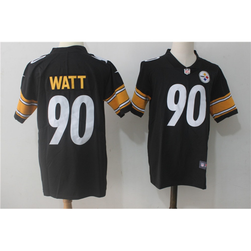 Men'sPittsburgh Steelers #90 T. J. Watt Black Team Color Stitched NFL Vapor Untouchable Limited Jersey