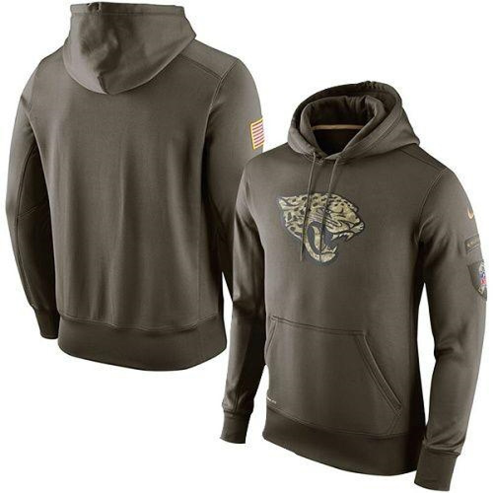 Men's Jacksonville JaguarsOlive Salute To Service KO Performance Hoodie