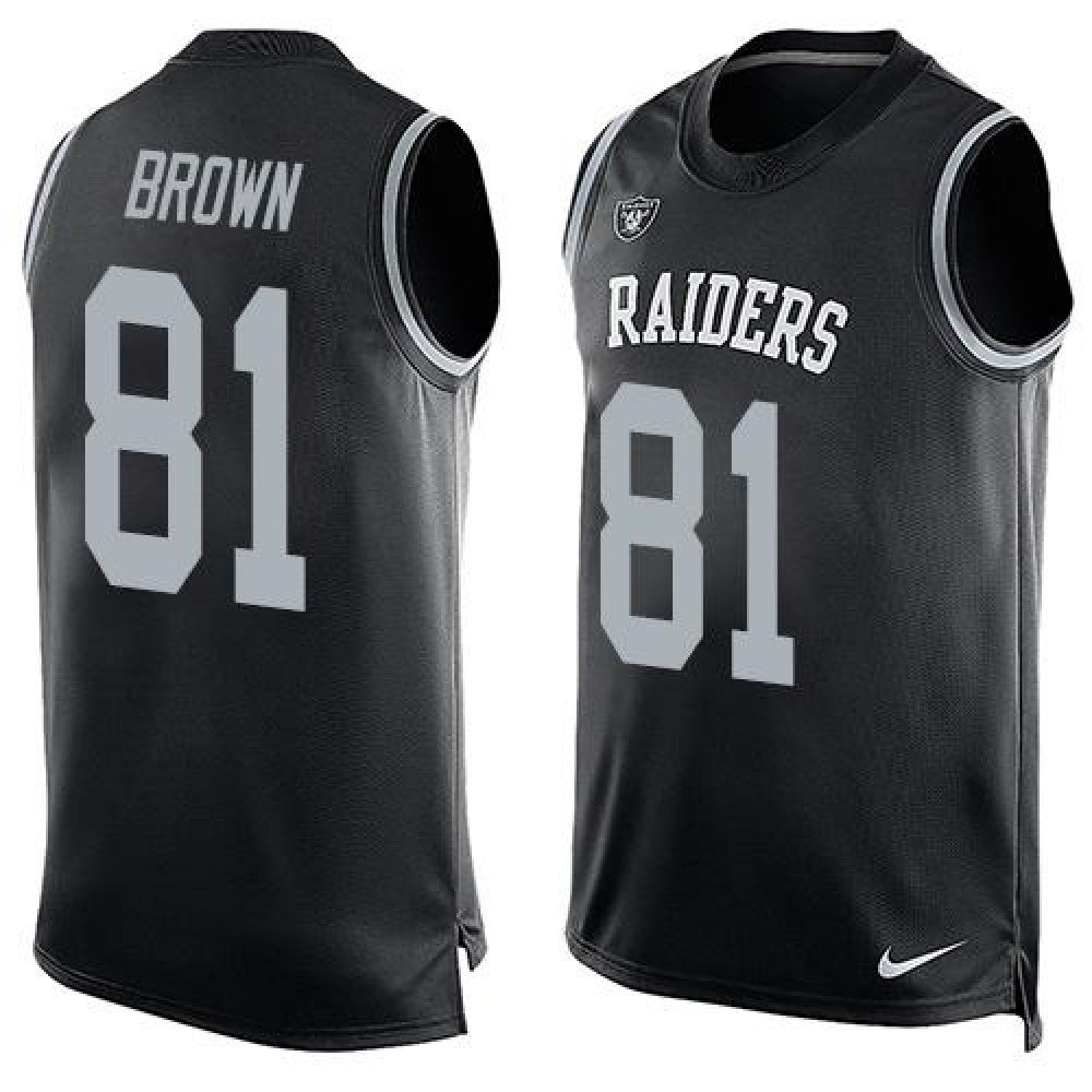 Raiders #81 Tim Brown Black Team Color Men's Stitched NFL Limited Tank Top Jersey