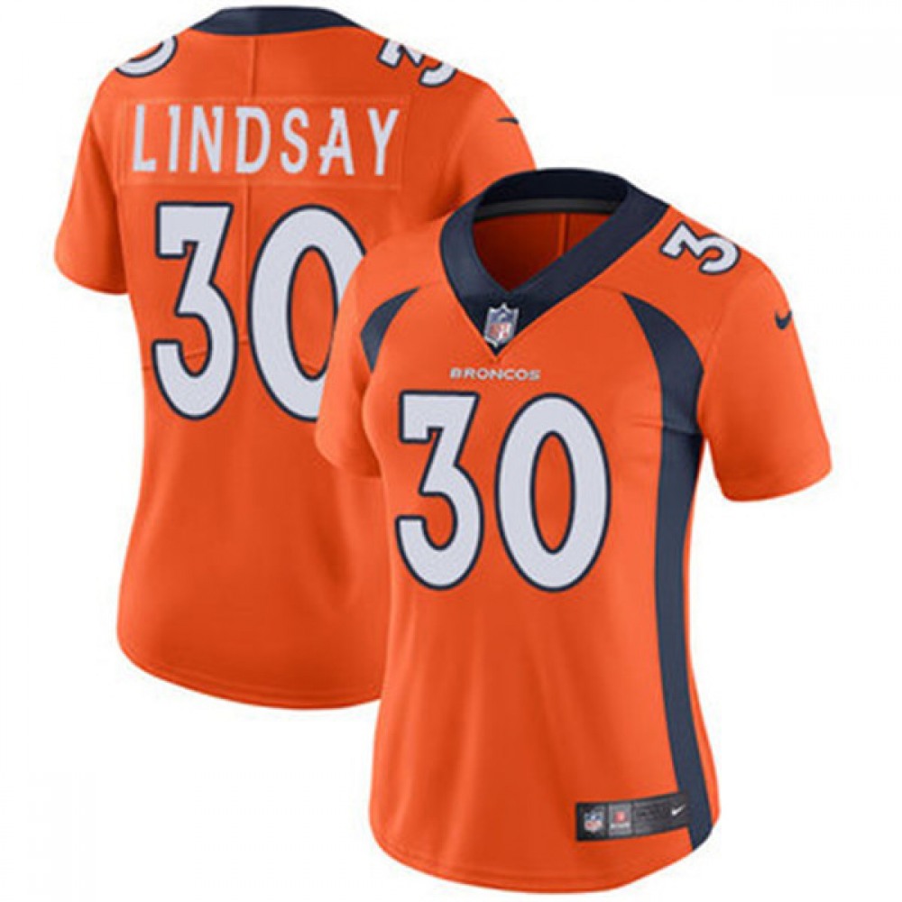 Women'sDenver Broncos #30 Phillip Lindsay Orange Vapor Untouchable Limited NFL Stitched NFL Jersey(Run Small)