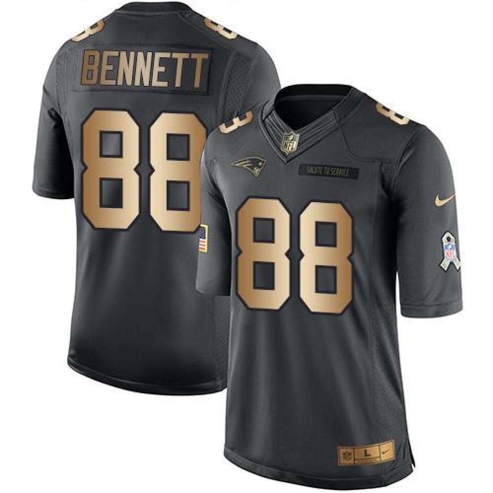 Patriots #88 Martellus Bennett Black Men's Stitched NFL Limited Gold Salute To Service Jersey