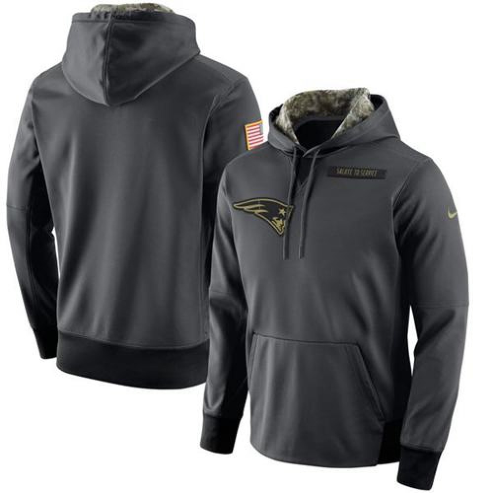 Men's New England PatriotsAnthracite Salute to Service Player Performance Hoodie