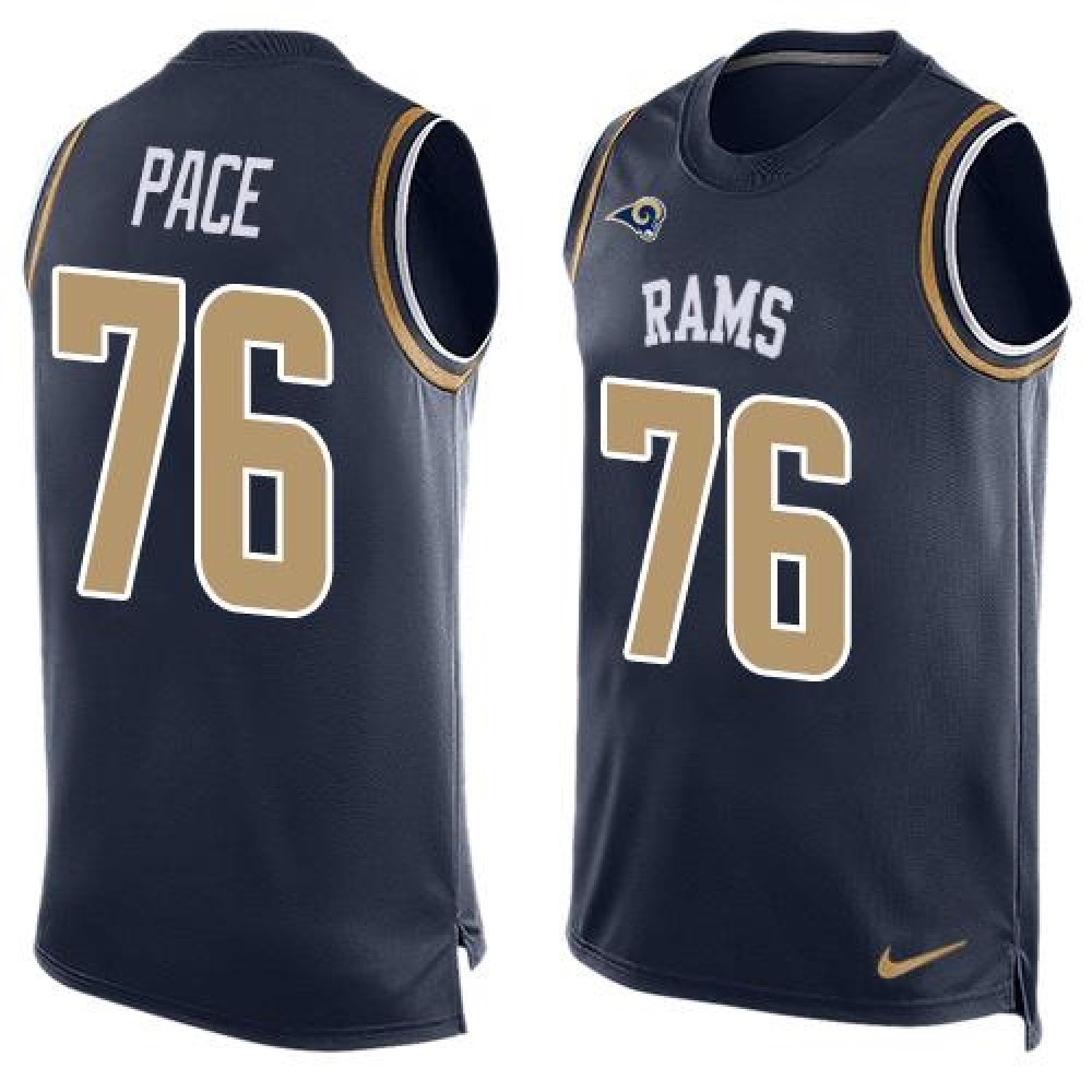 Rams #76 Orlando Pace Navy Blue Team Color Men's Stitched NFL Limited Tank Top Jersey
