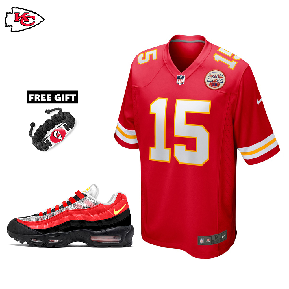 🔥Combo Sale - Kansas City Chiefs Patrick Mahomes Nike Red Game Jersey & Air Max 90 Classic Sneakers