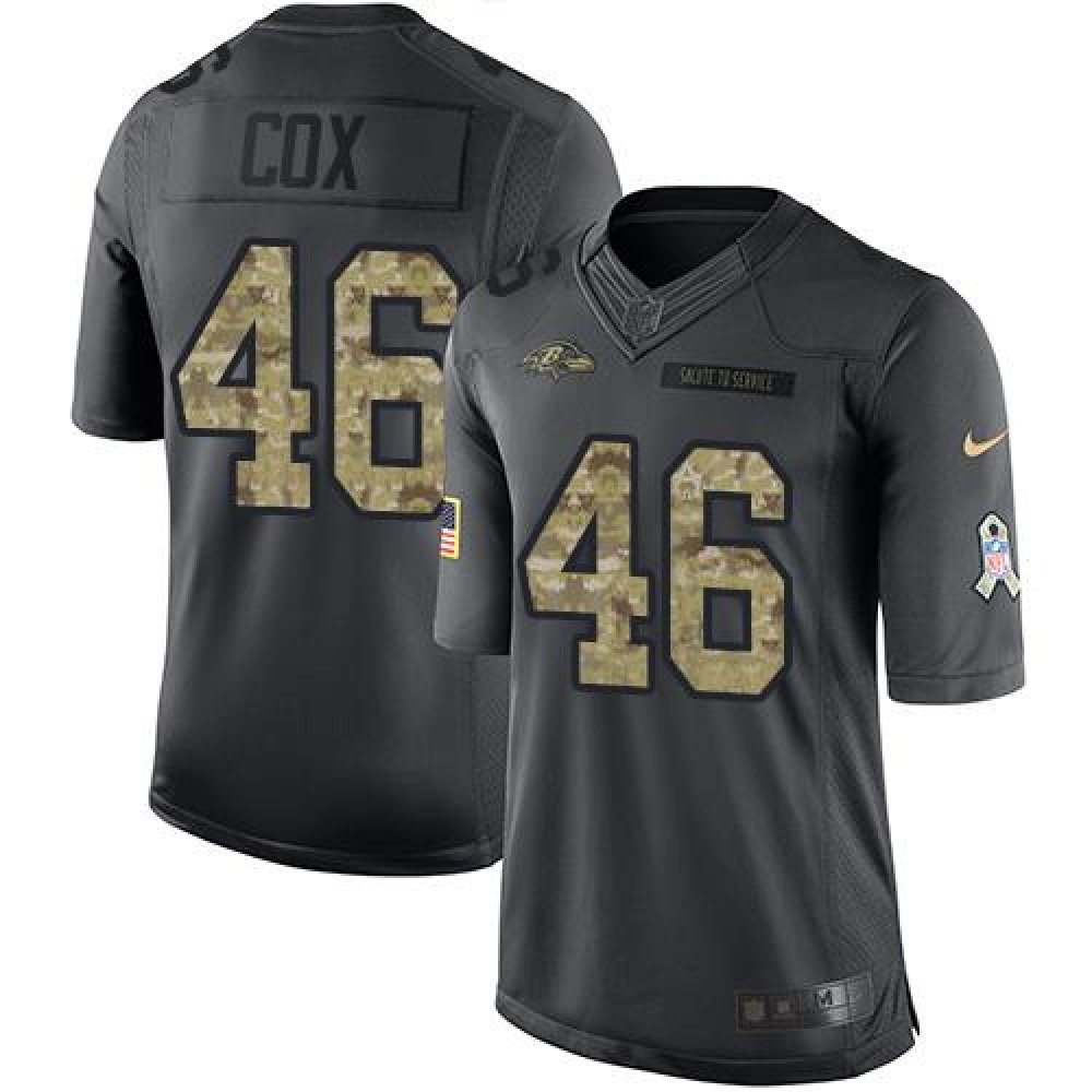Ravens #46 Morgan Cox Black Men's Stitched NFL Limited 2016 Salute to Service Jersey