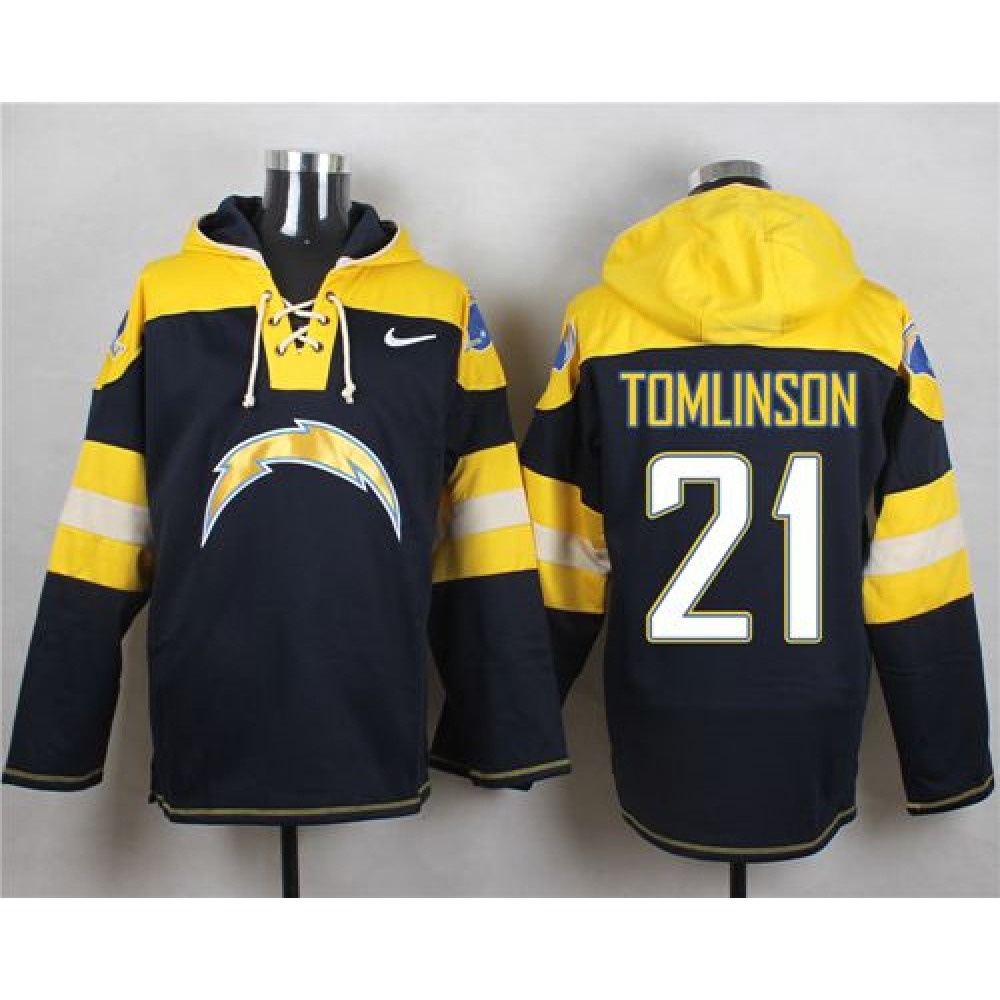 Chargers #21 LaDainian Tomlinson Navy Blue Player Pullover NFL Hoodie