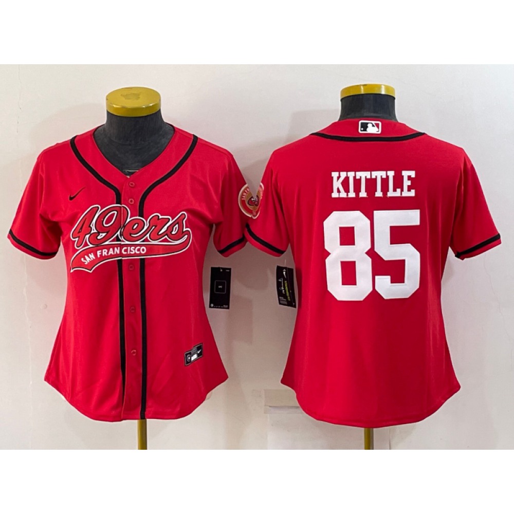 Youth San Francisco 49ers #85 George Kittle Red With Patch Cool Base Stitched Baseball Jersey