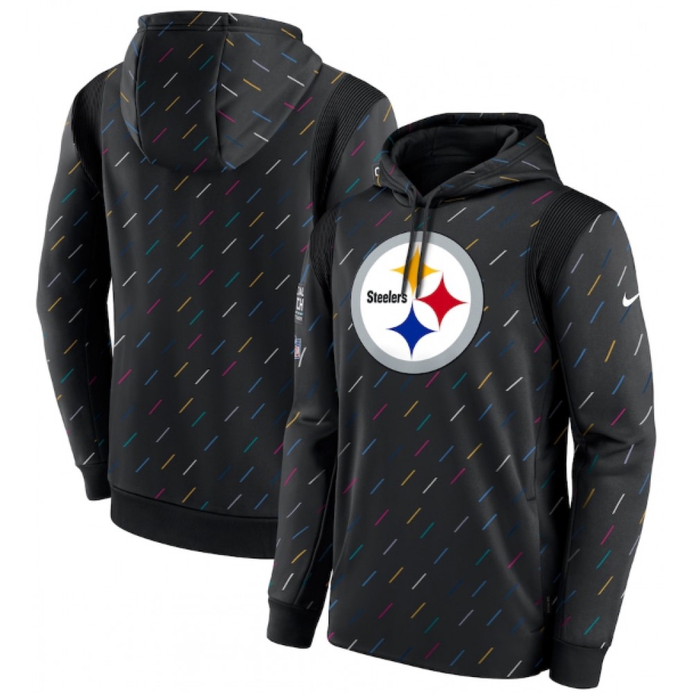 Men's Pittsburgh Steelers 2021 Charcoal Crucial Catch Therma Pullover Hoodie