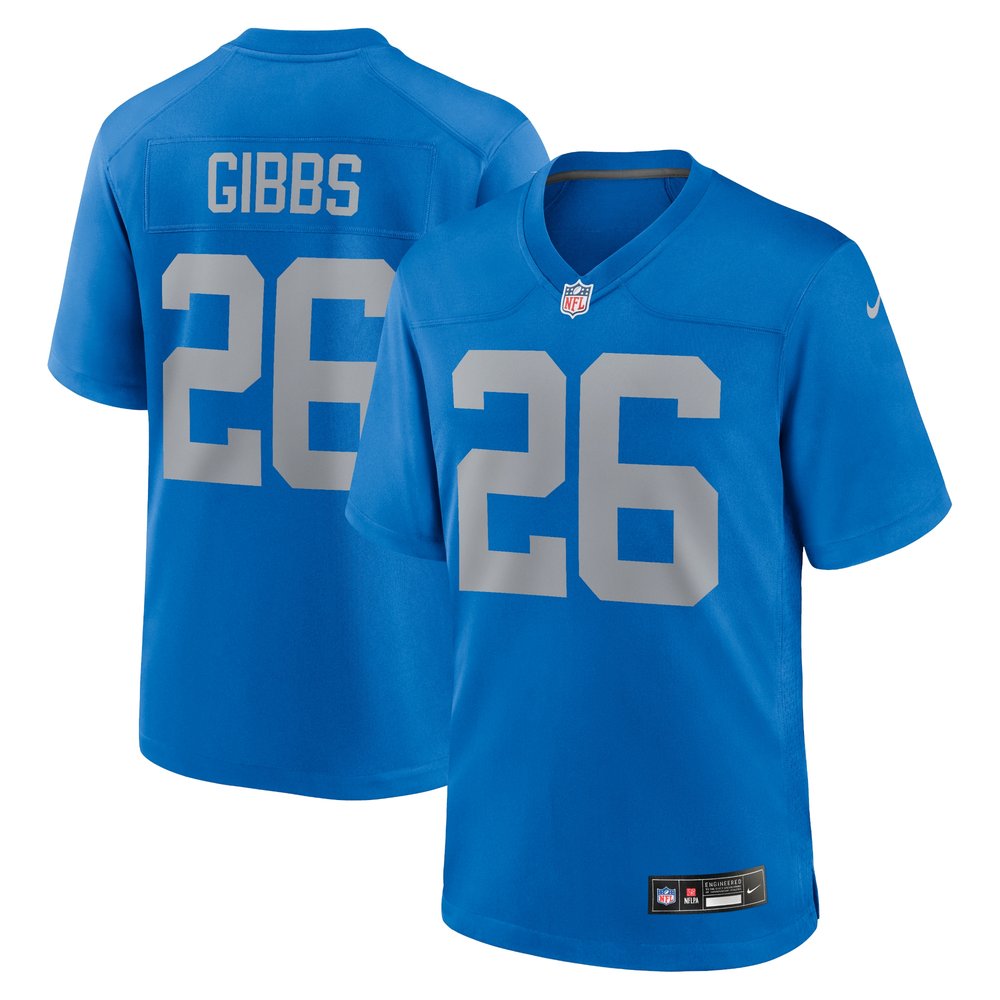 Men's Detroit Lions #26 Jahmyr GibbsBlue Alternate Game Jersey