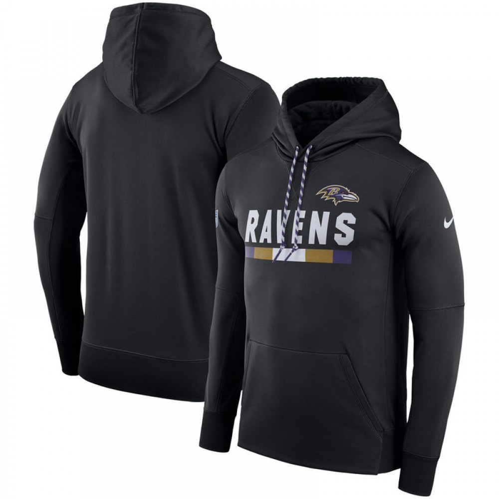 Men's Baltimore RavensBlack Sideline Team Name Performance Pullover Hoodie