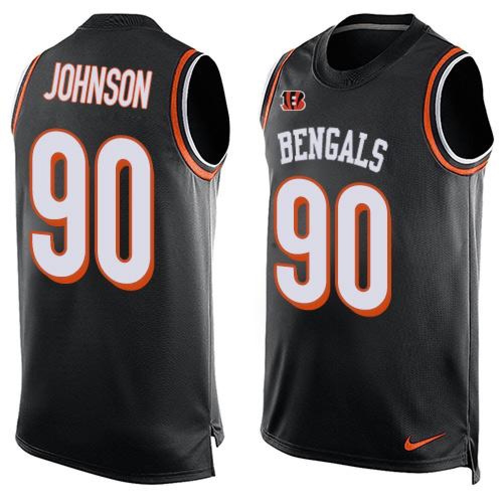 Bengals #90 Michael Johnson Black Team Color Men's Stitched NFL Limited Tank Top Jersey