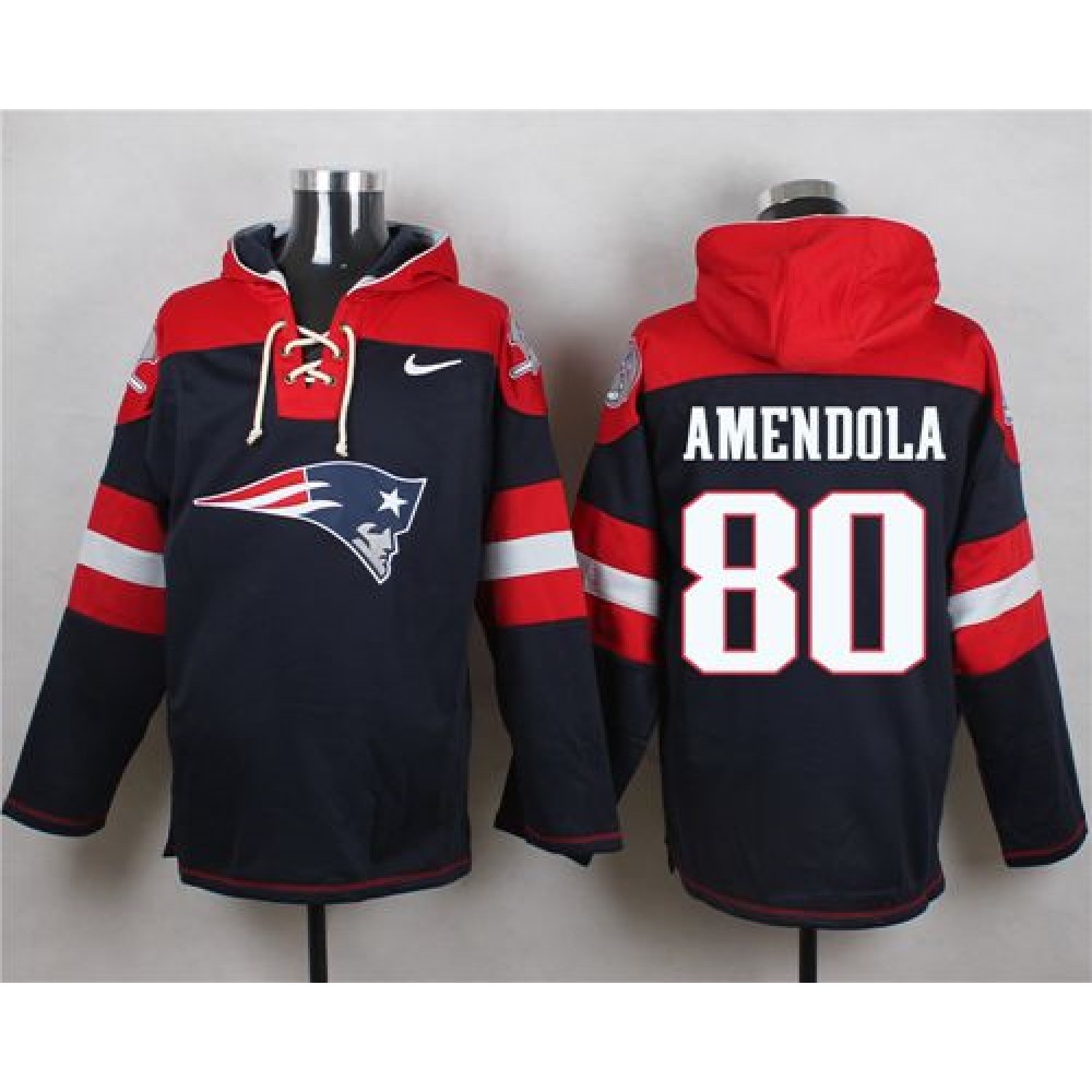 Patriots #80 Danny Amendola Navy Blue Player Pullover NFL Hoodie