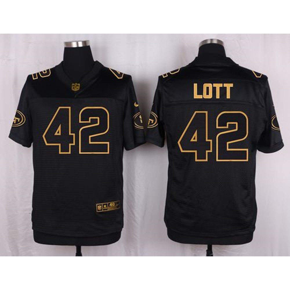 49ers #42 Ronnie Lott Black Men's Stitched NFL Elite Pro Line Gold Collection Jersey