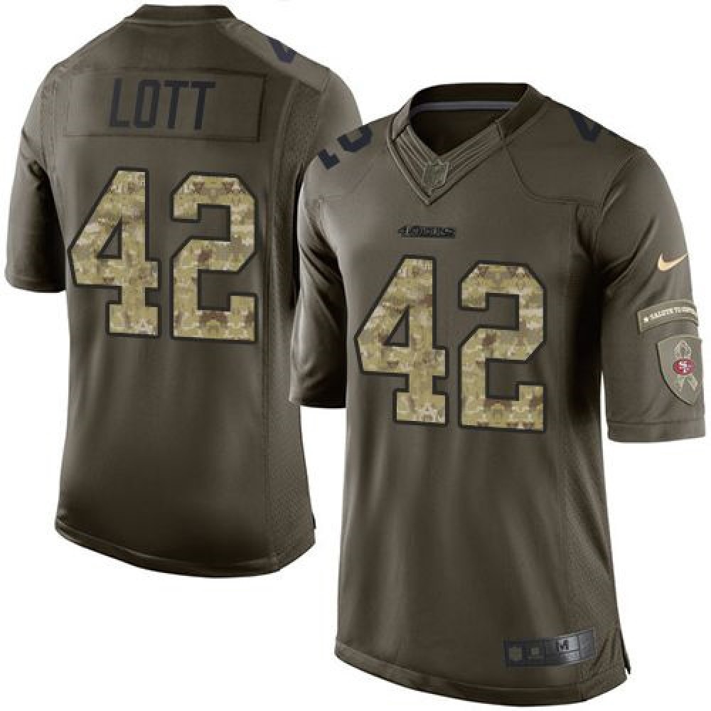 49ers #42 Ronnie Lott Green Men's Stitched NFL Limited Salute to Service Jersey