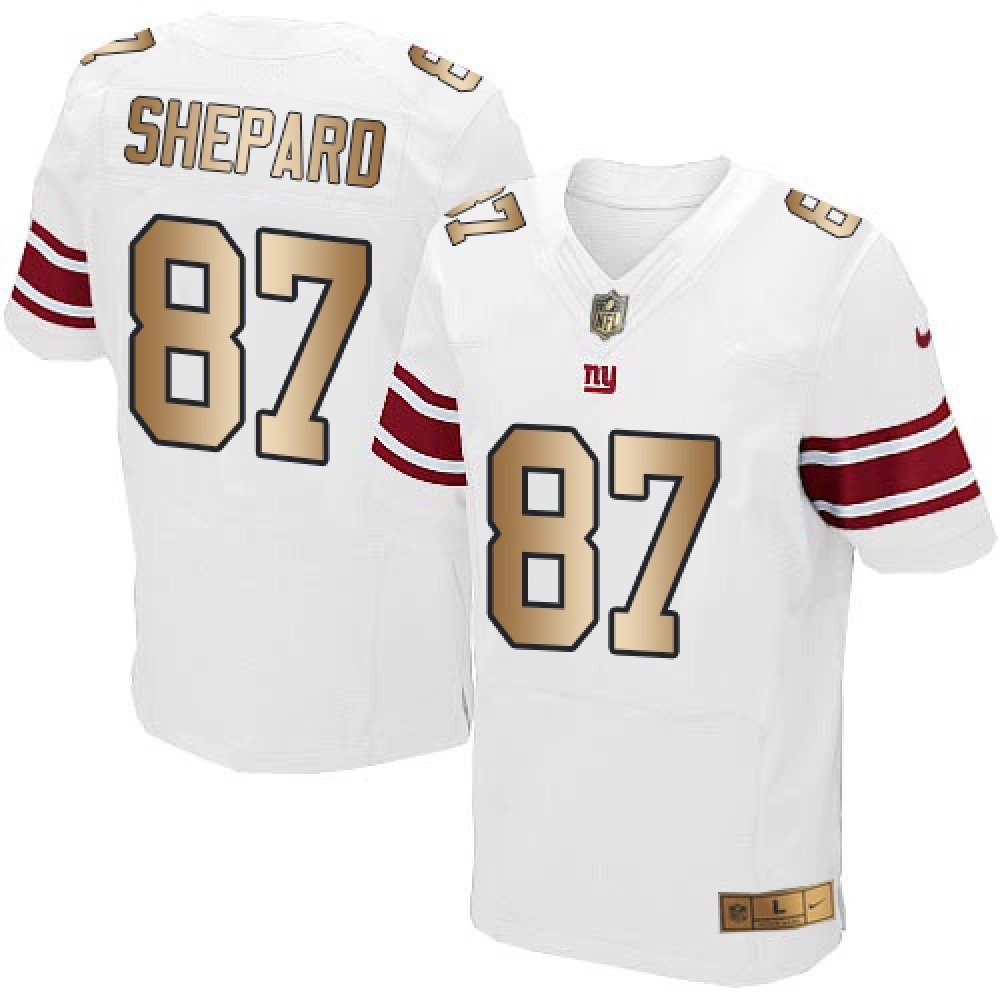 Giants #87 Sterling Shepard White Men's Stitched NFL Elite Gold Jersey