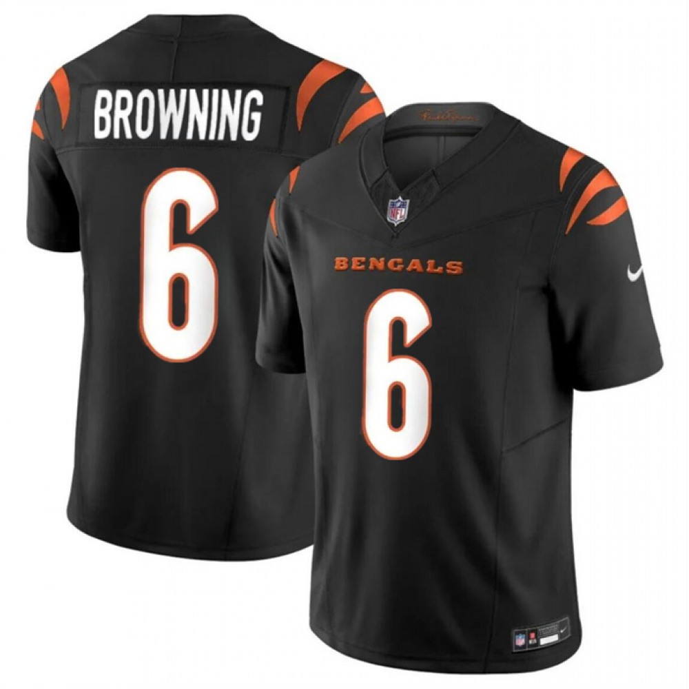 Men's Cincinnati Bengals #6 Jake Browning Black 2023 F.U.S.E.Vapor Untouchable Limited Stitched Jersey