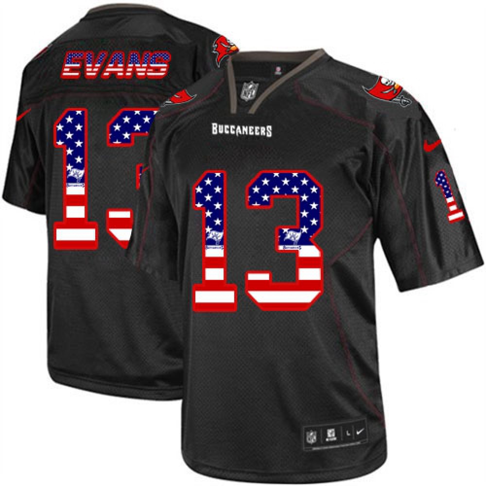 Men'sBuccaneers #13 Mike Evans Black USA Flag Fashion Elite Jersey