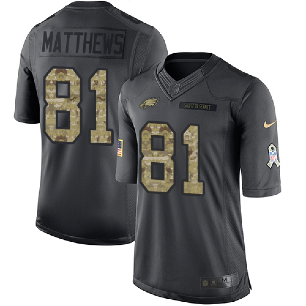 Eagles #81 Jordan Matthews Black Youth Stitched NFL Limited 2016 Salute to Service Jersey