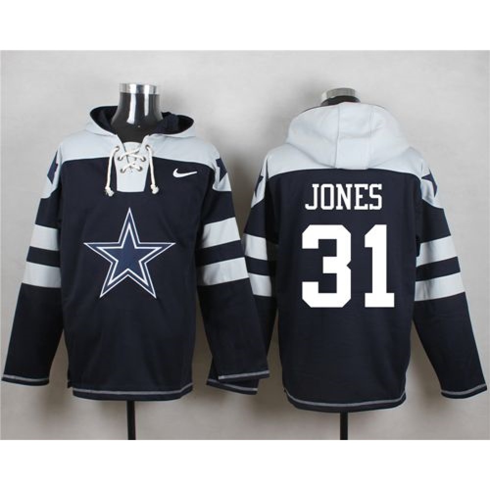 Cowboys #31 Byron Jones Navy Blue Player Pullover NFL Hoodie
